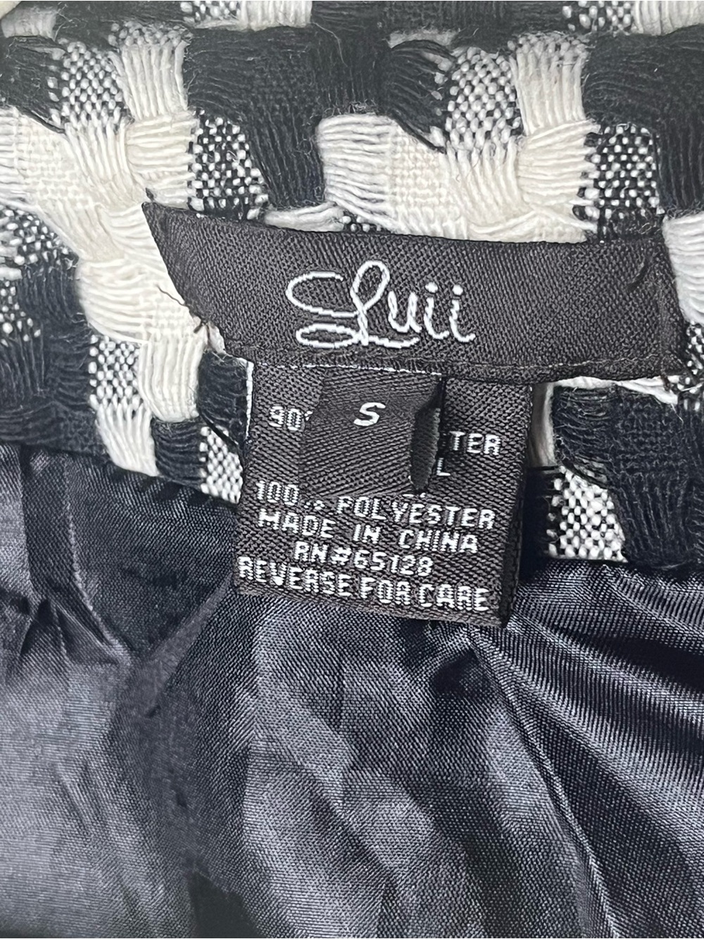 Luii Black White Houndstooth Textured Jacket Coat Women’s Small - Picture 4 of 5